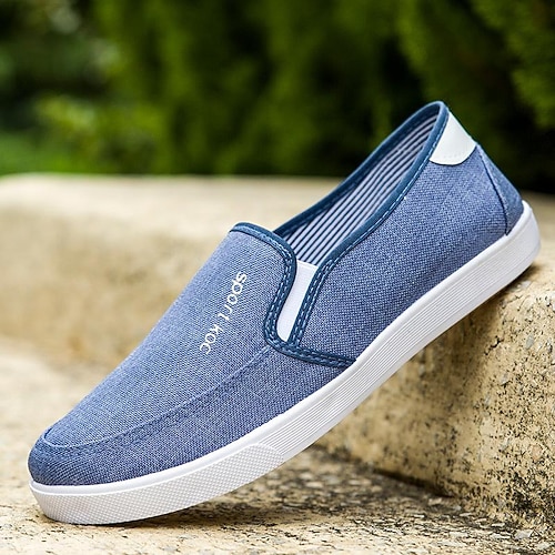 

Men's Loafers Slip-Ons Slip-on Sneakers Casual Classic Outdoor Daily Walking Shoes Canvas Breathable Blue Khaki Gray Summer