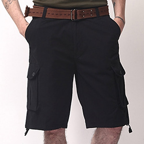 

Men's Cargo Shorts Shorts Baggy Leg Drawstring 6 Pocket Plain Comfort Outdoor Daily Going out 100% Cotton Fashion Streetwear Black Army Green