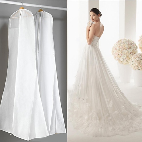 

Housse anti-poussière pour robe de mariée élargie et épaissie sac de rangement non tissé double face housse de robe sac de rangement blanc