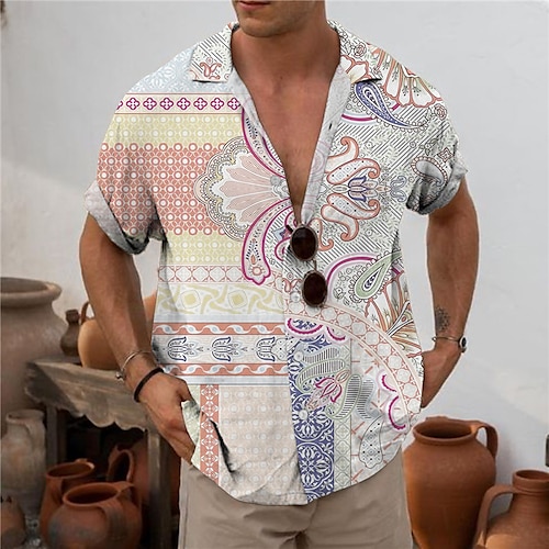 

Homme Chemise Chemise hawaïenne Floral Imprimés Photos Col rabattu Jaune Bleu Gris Plein Air Casual Manches courtes Bouton bas Imprimer Vêtement Tenue Tropique Bohème Design Flexible