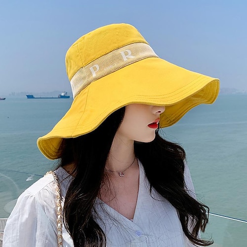 

Homens Mulheres Chapéu de Sol Chapéu Balde Chapéu de pesca Ao ar livre Portátil Proteção Solar UV UPF50 Respirável Chapéu cor caramelo Preto Amarelo para Pesca Alpinismo Praia