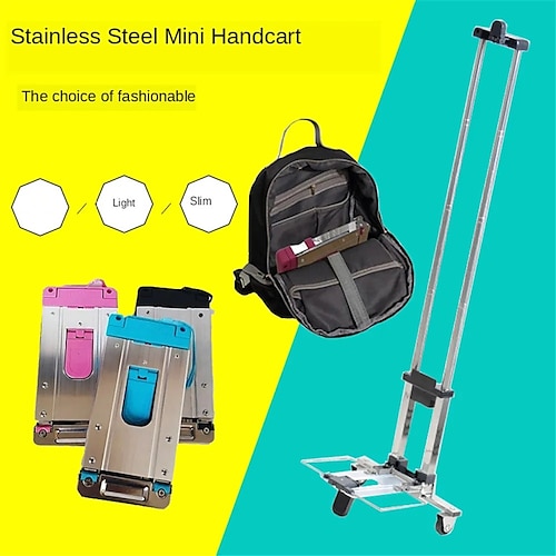 

Folding Luggage Cart Mini Hand Truck Lightweight Stainless Steel Collapsible and Portable Fold Up Dolly for Travel Shopping