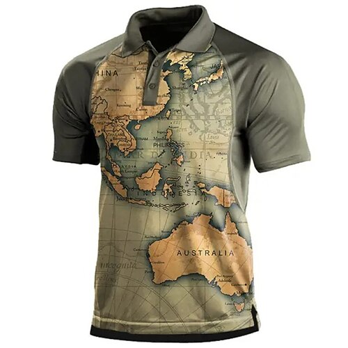 

Per uomo POLO Camicia da golf Golf Mappa Stampe astratte Collo ripiegabile Verde Esterno Strada Maniche corte Bottone giù Stampa Abbigliamento Sportivo Di tendenza Streetwear Originale