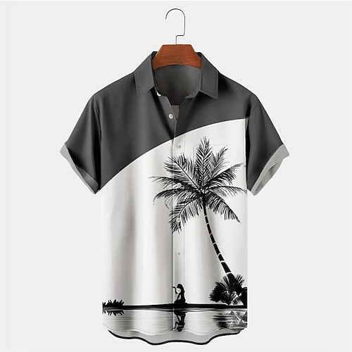 

Homme Chemise Chemise hawaïenne Cocotier Imprimés Photos Col rabattu Gris Extérieur Plein Air Manches courtes Bouton bas Imprimer Vêtement Tenue Tropique Mode Hawaïen Design