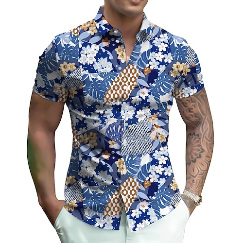 

Herren Hemd Hawaiihemd Sommerhemd Blumen Grafik-Drucke Umlegekragen Schwarz Weiß Gelb Rote Blau Strasse Casual Kurze Ärmel Button-Down Bedruckt Bekleidung Tropisch Modisch Strassenmode Hawaiianisch