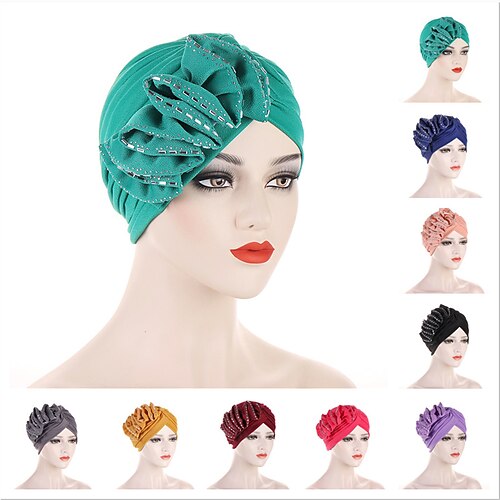 

ultimo fiore turbante cofano per le donne musulmano hijab velo berretto festa nuziale copricapo turbante africano headtie
