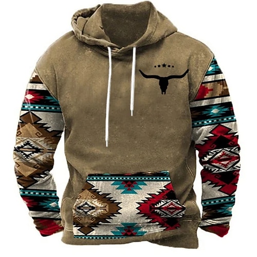 

Homme Unisexe Sweat à capuche Kaki Capuche Tribal Imprimés Photos Patchwork Imprimer du quotidien Des sports 3D effet Vêtement de rue Décontractées Grand et grand Printemps Automne Vêtement Tenue