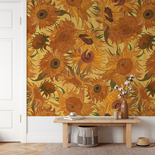 

Papier peint floral mural fleurs d'automne revêtement mural autocollant peler et coller amovible pvc/vinyle matériau auto-adhésif/adhésif requis décoration murale pour salon cuisine salle de bain