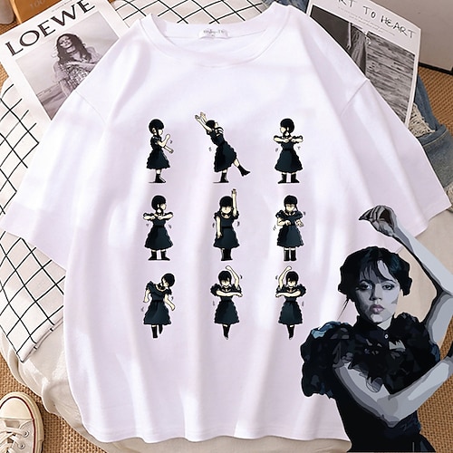 

Wednesday Addams Addams family Wednesday T-shirt Anime Classic Street Style T-shirt For Men's Women's Unisex Adults' Hot Stamping 100% Polyester Casual Daily