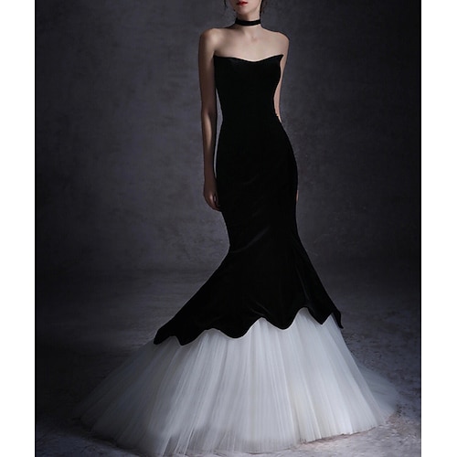 

A sirena Vestiti da sera Elegante Vestito Formale Lungo Senza maniche Senza bretelline Tulle con Frangia 2023