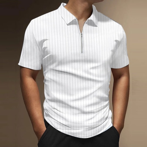 

Homme POLO T Shirt golf Polo zippé Rayé Imprimés Photos Col rabattu Noir Blanche Vin Vert Véronèse Rouge Extérieur Plein Air Manches courtes Zippé Imprimer Vêtement Tenue Mode Design Décontractées