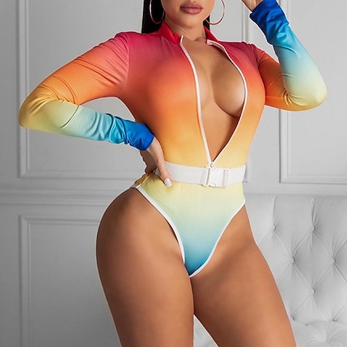 

Maillots de Bain Une pièce Maillot de bain Femme Zip sur le devant Dégradé de couleur Normal Body Maillots de bain Sportif Eté