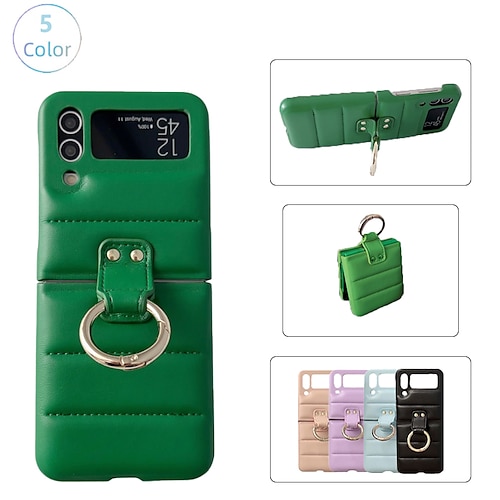 

teléfono Funda Para Samsung galaxia Funda Completa Z Flip 4 Z Flip 3 Portátil Dar la vuelta Soporte para Anillo Color sólido ordenador personal