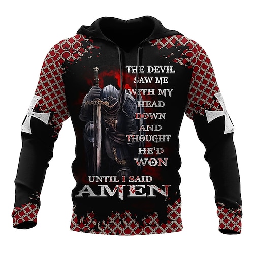 

Hombre Sudadera Con Capucha Rojo Con Capucha Cruz Templaria Estampados Estampado Diario Deportes Impresión 3D Básico Ropa de calle Design Primavera Otoño Ropa Sudaderas con capucha Sudaderas