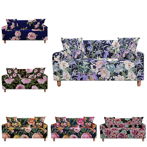 

capa de sofá elástica capa de sofá secional elástica flor para poltrona loveseat 4 ou 3 lugares chaise lounge em forma de l para sala de estar protetor de sofá à prova de poeira