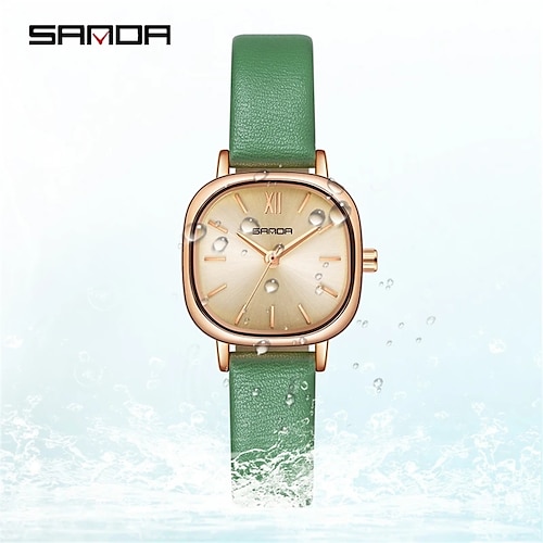 

Reloj sanda, reloj de cuarzo analógico para mujer, elegante, impermeable, informal, de cuero, relojes de lujo para mujer, reloj de regalo creativo