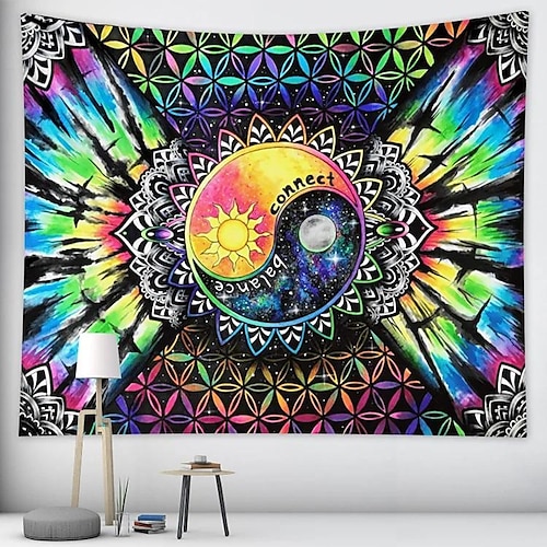 

Bohemian Wall Tapestry Mandala Sun Moon Meditation Art Decor Photograph Backdrop Blanket Curtain Hanging Home Bedroom Living Room Decoration