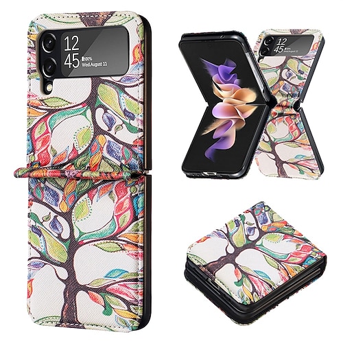 

teléfono Funda Para Samsung galaxia Estuche Fidget Z Flip 4 Z Flip 3 Protector de cuerpo completo Antipolvo Resistencia a caídas de cuatro esquinas Paisaje TPU Cuero de PU