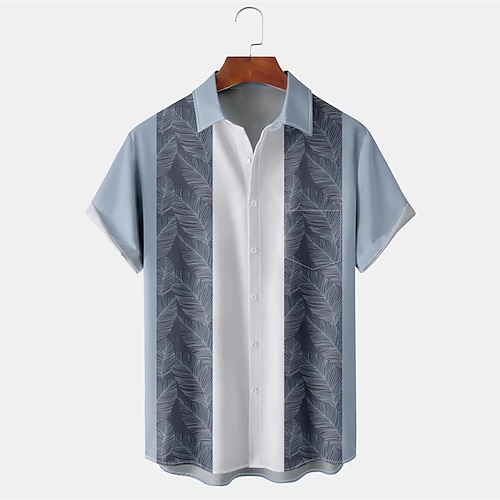 

Herre Hawaii skjorte Bowling skjorte Button Up skjorte Sommer skjorte Casual skjorte Lyserød Blå Grøn Kortærmet Farveblok Aftæpning Gade Ferierejse Knap ned Tøj Mode 1950'erne Fritid