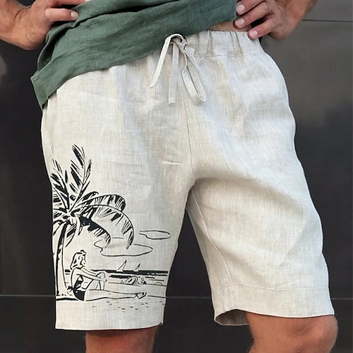 

Herren Shorts Kurze Hosen Sommer-Shorts Strandshorts Kurze Hosen Baggy Shorts Kurze Hosen Kordelzug Elastische Taille Kokosnussbaum Muster Atmungsaktiv Weich Kurz Casual Täglich Festtage Strassenmode