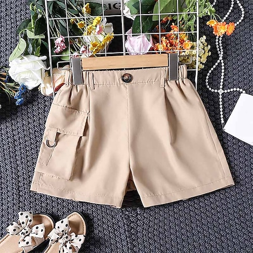 

Baby Pige Shorts Helfarve Neutral Fest 3-7 år Sommer Kakifarvet