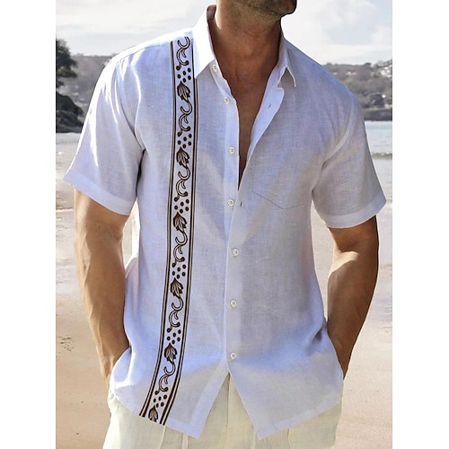 

Homme Chemise Floral Imprimés Photos Col rabattu Blanche Plein Air Casual Manches courtes Bouton bas Imprimer Vêtement Tenue Sportif Mode Vêtement de rue Design