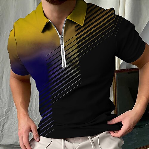 

Per uomo POLO Camicia da golf Golf Polo con zip Stampe astratte Geometria Collo ripiegabile Giallo Rosso Blu Verde Esterno Strada Maniche corte Cerniera Stampa Abbigliamento Di tendenza Originale