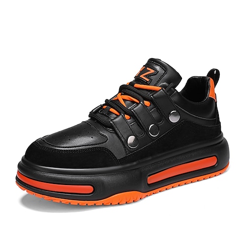 

Herren Turnschuhe Casual Klassisch Täglich PU Schwarz und weiss Orange / Schwarz Weiß Frühling