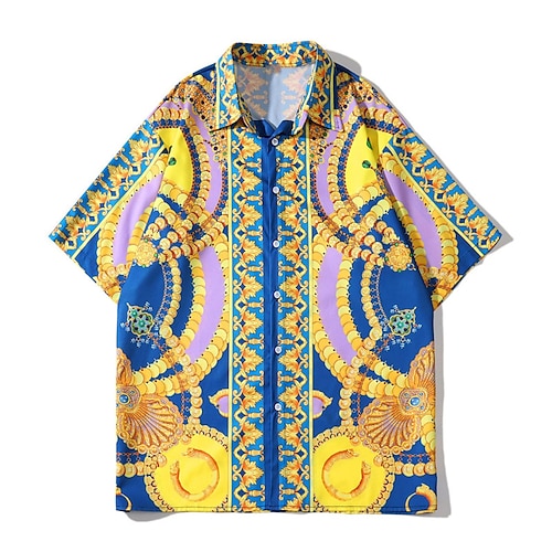 

Homme Chemise Chemise hawaïenne Tribal Imprimés Photos Rétro Vintage Col rabattu Violet Plein Air Casual Manches courtes Bouton bas Imprimer Vêtement Tenue Tropique Sportif Vêtement de rue Design