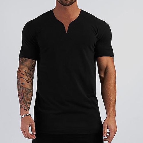 

Herre T-shirt Vanlig V-hals Daglig Ferierejse Kort Ærme Tøj Stilfuld Klassisk Afslappet / Sportslig Muskel