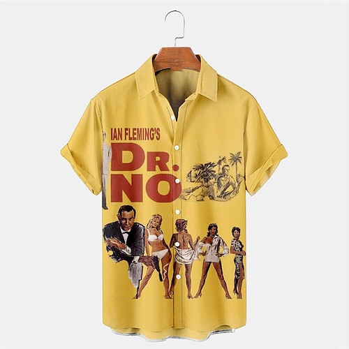 

Homme Chemise Chemise hawaïenne Chemises hawaïennes vintage Lettre Imprimés Photos Filles hula Col rabattu Jaune Extérieur Plein Air Manches courtes Bouton bas Imprimer Vêtement Tenue Sportif Mode