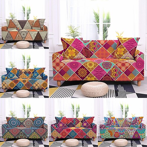 

capa de sofá elástica boho slipcover capa de sofá secional elástica para poltrona loveseat 4 ou 3 lugares chaise lounge em forma de l para sala de estar protetor de sofá à prova de poeira