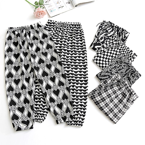 

Bambino Da ragazza Pantaloni Alfabetico Attivo Esterno 3-7 anni Primavera Nero Bianco Avorio