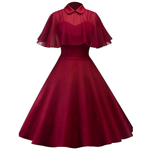 

Dame Grunnleggende Elegant Vintage kjole Midikjole utendørs Daglig Netting عادي Knaphul Kortermet Normal Sommer Vår 2023 Svart Rosa S M L XL