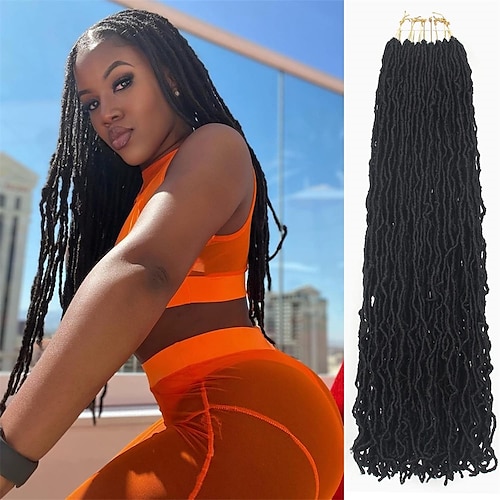 

cheveux au crochet doux locs 20 pouces 7 packs déesse locs crochet cheveux noir vague naturelle tresses extensions de cheveux locs en détresse pré boucle crochet papillon locs pour les femmes noires