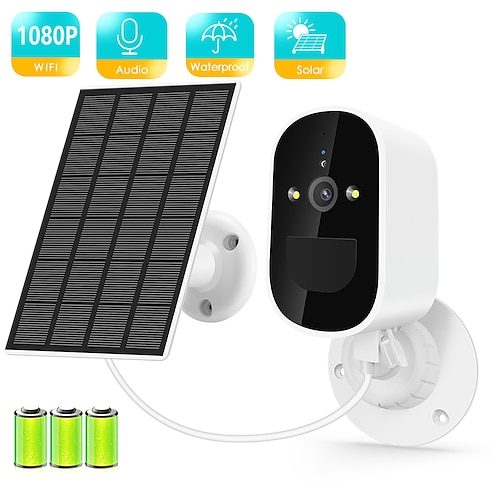 

Caméra solaire sans fil wifi caméra de sécurité cctv extérieure caméra ip audio full hd 1080p avec caméra à batterie rechargeable 4000mah