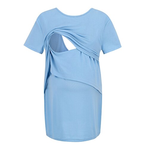 

Per donna Abito di maternità Abito casual Abito a T shirt Vestito tubino Tinta unica Mini abito Manica corta Schiena scoperta Girocollo Di tendenza Esterno Blu Primavera Estate S M L XL