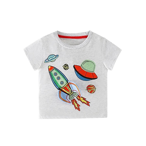 

Børn Drenge T-shirt T-shirt Tegneserie Kortærmet Crewneck Børne Top Afslappet Mode Daglig Sommer Grå 2-8 år