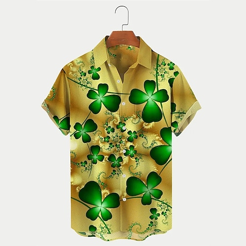 

Homme Chemise Chemise hawaïenne Imprimés Photos Fête de la St. Patrick Clover Col rabattu Jaune Extérieur Plein Air Manches courtes Bouton bas Imprimer Vêtement Tenue Tropique Mode Hawaïen Design