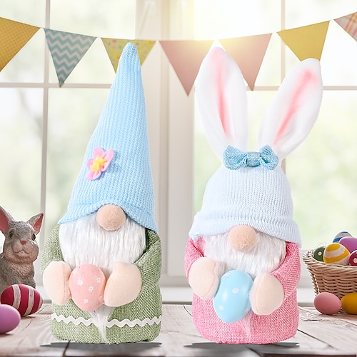 

Nuevos artículos decorativos de pascua creativo conejo huevo arrojando muñeca artículos decorativos rosa conejo oreja muñeca regalo