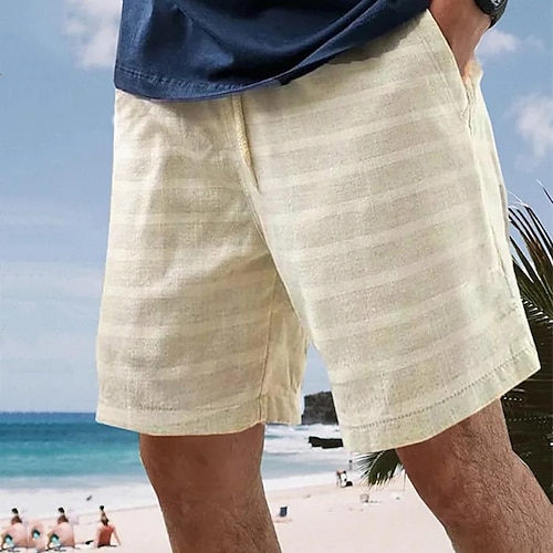 

Homme Short Short d'été Short de plage Shorts bouffants Cordon Taille elastique marinière Respirable Doux Court Casual du quotidien Vacances Vêtement de rue Grand et grand Jaune Micro-élastique