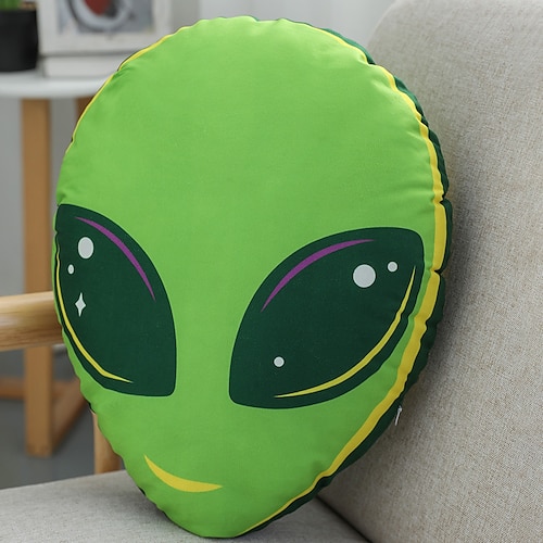 

Green Alien Funny Plush Throw Pillow for Sofa Decorative Cushion Chair Cushion Soft Cushion for Bedroom Living Room