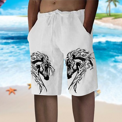 

Homme Short Short de plage Shorts bouffants Cordon Taille elastique Imprimer Graphic Animal Respirable Doux Court Casual du quotidien Vacances Vêtement de rue Design Blanche Bleu Micro-élastique