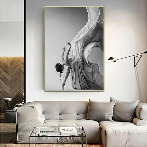 

1 pc moderne ballet danse fille toile mur art peinture figure art mur noir images blanches pour salon chambre allée sans cadre