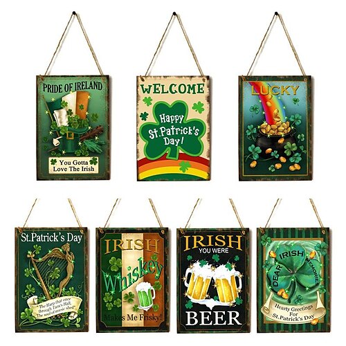 

St. patrick's day décoration de trèfle en bois liste festival irlandais trèfle fête pendaison planche artisanat