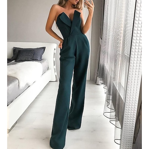 

Tute Abiti per gli invitati al matrimonio Informale Vestito Abiti da festa Lungo Senza maniche Senza bretelline Tessuto elasticizzato con Tasche 2023