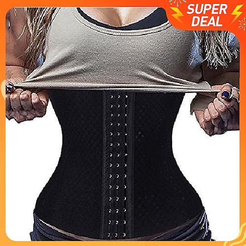 

Corset Women's Waist Trainer Shapewears Office Running Gym Yoga Plus Size White Black Spandex Sport Breathable Hook & Eye Tummy Control Push Up Front Close Solid Color Fall Winter Spring / Walking