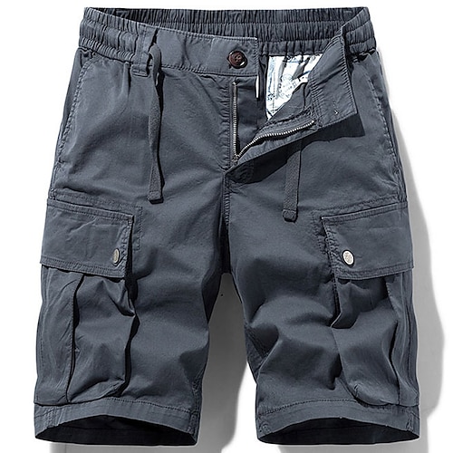 

Herren Cargo Shorts Kurze Hosen Shorts Kurze Hosen Kordelzug Elastische Taille 6 Tasche Glatt Komfort Outdoor Täglich Ausgehen 100% Baumwolle Modisch Strassenmode Schwarz Armeegrün