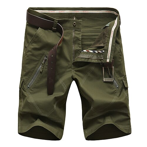 

Homme Short Cargo Short Multi poche Jambe droite Couleur Pleine Confort Vestimentaire Extérieur du quotidien 100% Coton Sportif mode Vert militaire Rouge