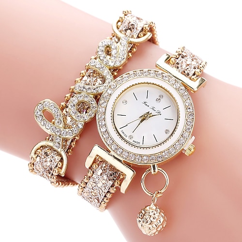 

les femmes aiment les montres bracelet imprimées serties de strass autour de la manchette montre-bracelet à quartz pour dames filles